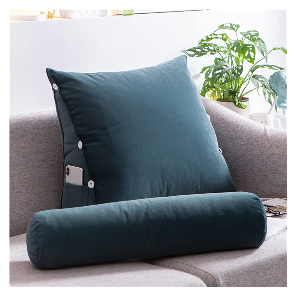 AYLYHD Back Rest Bed, Bed Backrest Cushion, Sofa Bed Upholstered with Headrest Bedside Cushion Triangle Pillow Sofa Large Backrest Office Bay Window Lumbar Pillow, Washable