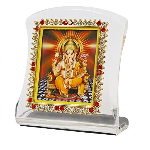 BISMAADH Religious Idol Acrylic Showpiece Figurine for Car Dashboard, Home & Office Dcor (Ganesh Ji)