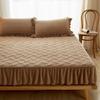 CFYCYHDZHT Comfy Sheets,Thick Warm Crystal Velvet Solid Color Mattress Protector, Bedroom Homestay Guest Room Ruffle Bedding Bed Sheet Khaki 15020030cm view 1
