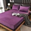 CFYCYHDZHT Bedsheet Set,Warm Thick Crystal Velvet Deep Pocket Fitted Sheet, Solid Color Mattress Protector for Adult Bedroom Bed Cover Purple 90200cm view 1