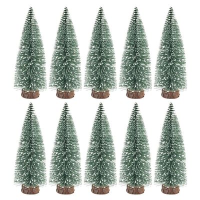 10Pcs 6 Inch Mini Christmas Tree Pin Tree with Snow Covered Tabletop Xmas for Miniature Scenes, Christmas Crafting and Home Party Decoration