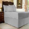 1 Piece Stripe 20" Drop Tailored Bed Skirt 600TC Egyptian Cotton (Light Gray, King) view 1
