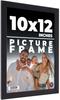 10x12 Frame Black Real Wood Picture Frame Width 0.75 Inches | Interior Frame Depth 0.5 Inches | Noir Classique Mid Century Photo Frame Complete with UV Acrylic, Foam Board Backing & Hanging Hardware view 1