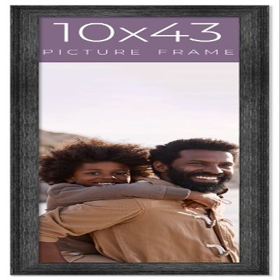 10x43 Frame Black Real Wood Picture Frame Width 1.5 Inches | Interior Frame Depth 0.5 Inches | Barn Black Distressed Photo Frame Complete with UV Acrylic, Foam Board Backing & Hanging Hardware