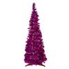 6' Pre-Lit Pink Tinsel Pop-Up Artificial Christmas Tree, Clear Lights view 1