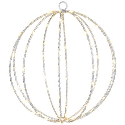 LED Lighted Hanging Ball Christmas Decoration - 8" - Warm White Lights
