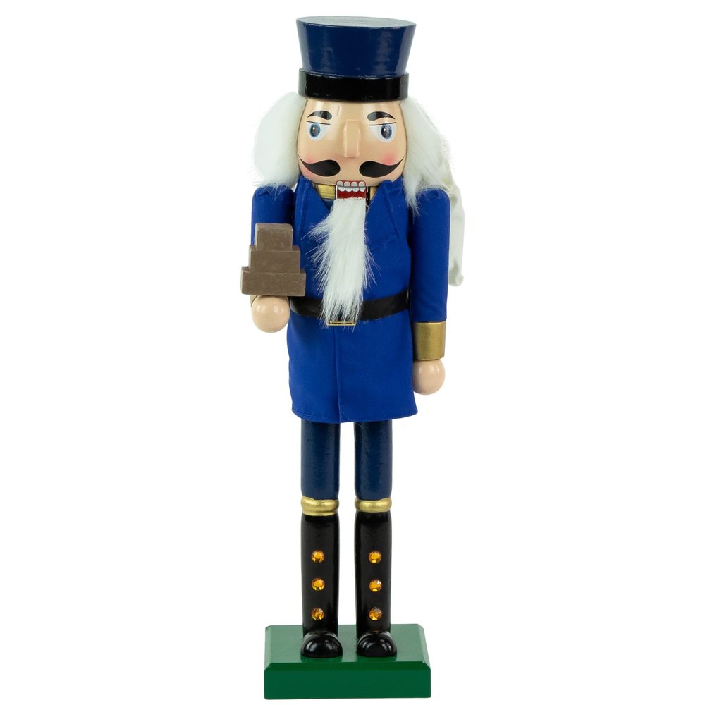 Northlight 14" Blue and Gold Wooden Mail Carrier Christmas Nutcracker