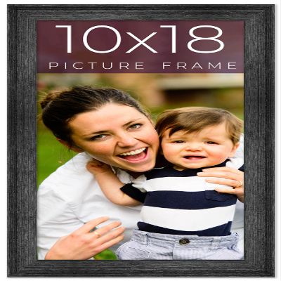 10x18 Frame Black Real Wood Picture Frame Width 1.5 Inches | Interior Frame Depth 0.5 Inches | Barn Black Distressed Photo Frame Complete with UV Acrylic, Foam Board Backing & Hanging Hardware