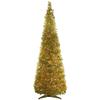 6' Pre-Lit Gold Tinsel Pop-Up Artificial Christmas Tree, Clear Lights view 1