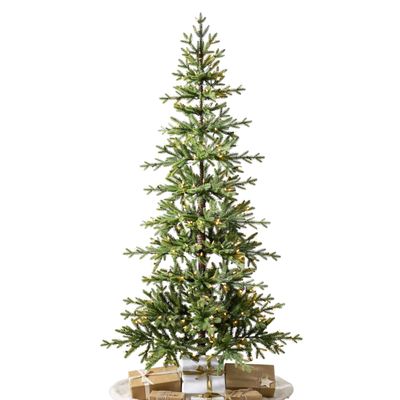 Balsam Hill 7ft Pre-Lit Alpine Christmas Tree - Sparse Artificial Christmas Tree with 300 Clear LED Fairy Lights, Pre-Fluffed Memory Wire Branches & Easy Plug Technology for Small Spaces