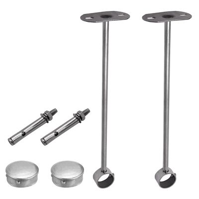 Juvielich Ceiling Mount Bracket Wardrobe Rod Lever Support Holder Pipe Curtain Rod Flange Socket 32x80mm 2PCS