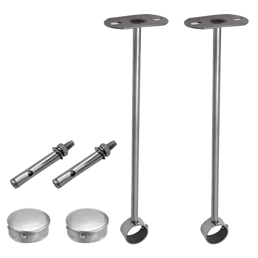 Juvielich Ceiling Mount Bracket Wardrobe Rod Lever Support Holder Pipe Curtain Rod Flange Socket 32x80mm 2PCS