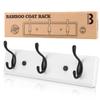 Badiano Wooden Coat Rack, Wall-Mounted Organizer for Closet, Entryway, Hallway, Foyer, Bedroom, Heavy Duty Double Hooks for Hanging Towels, Bags, Hats, Jackets, Key (WhiteBlack, 3 Hooks) view 1