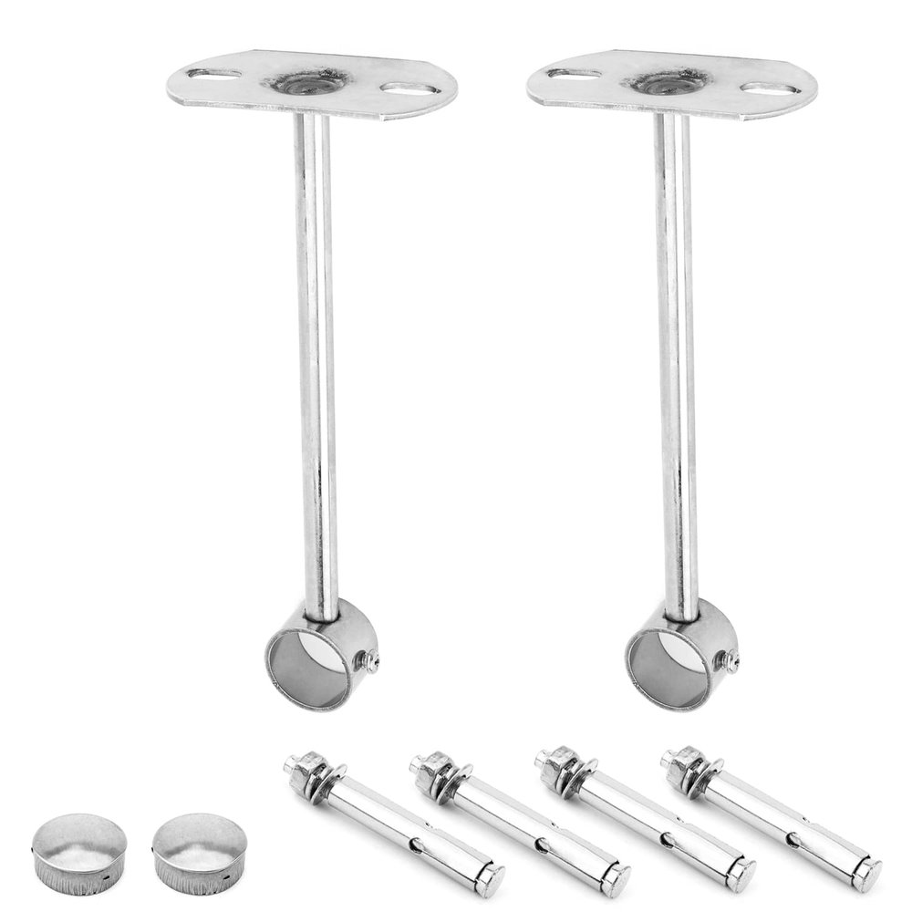 Juvielich 25mm Closet Rod Flange Holder 2PCS Closet Pole Sockets for Ceiling Wardrobe Bracket Shower Curtain Rod Flange Socket