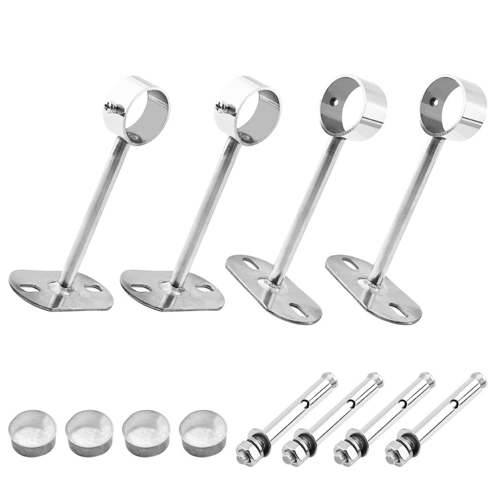 Juvielich Ceiling Mount Bracket 32x80mm Wardrobe Rod Lever Support Holder Pipe Curtain Rod Flange Socket 4PCS