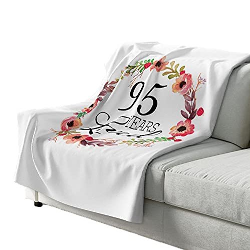 95th Birthday Gifts for Women - 95 Years Loved - 95 Year Old Present for Her for Couch Bed Sofa Colorful Cute Design - Sherpa Fleece Throw Blanket 50x60