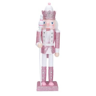 LUOZZY Christmas Nutcracker Ornament Wooden Nutcracker Soldier Tabletop Decor Christmas Party Favors(Pink)