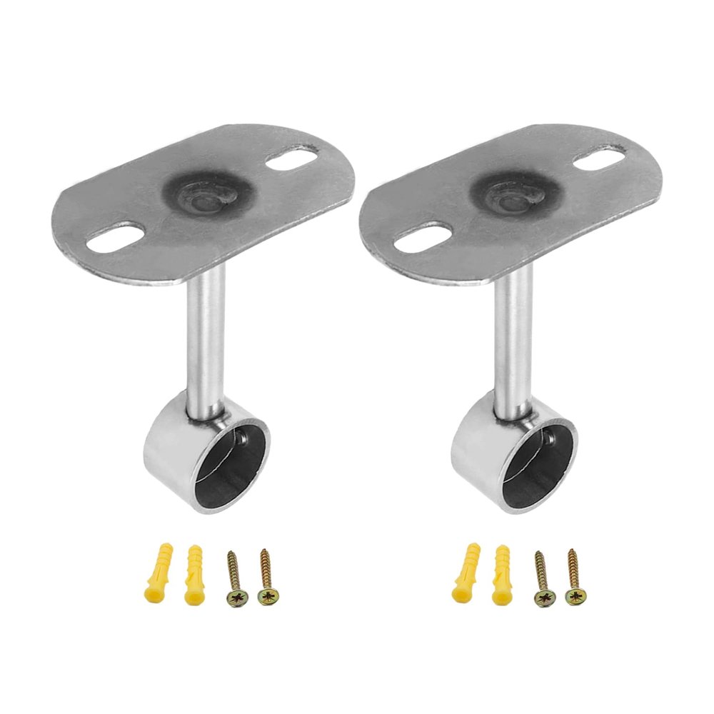 Juvielich Closet Rod Flange Holder Closet Pole Sockets for Ceiling Wardrobe Bracket Shower Curtain Rod Flange Socket 25mm 2PCS
