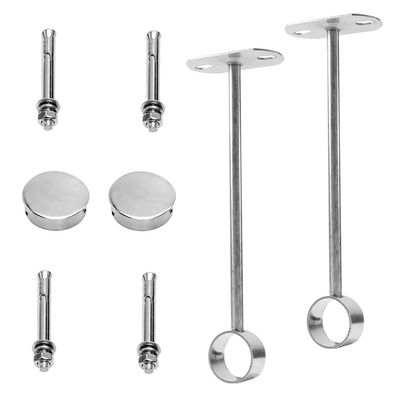 Juvielich 32mm Ceiling Mount Bracket Wardrobe Rod Lever Support Holder Pipe Curtain Rod Flange Socket 2PCS