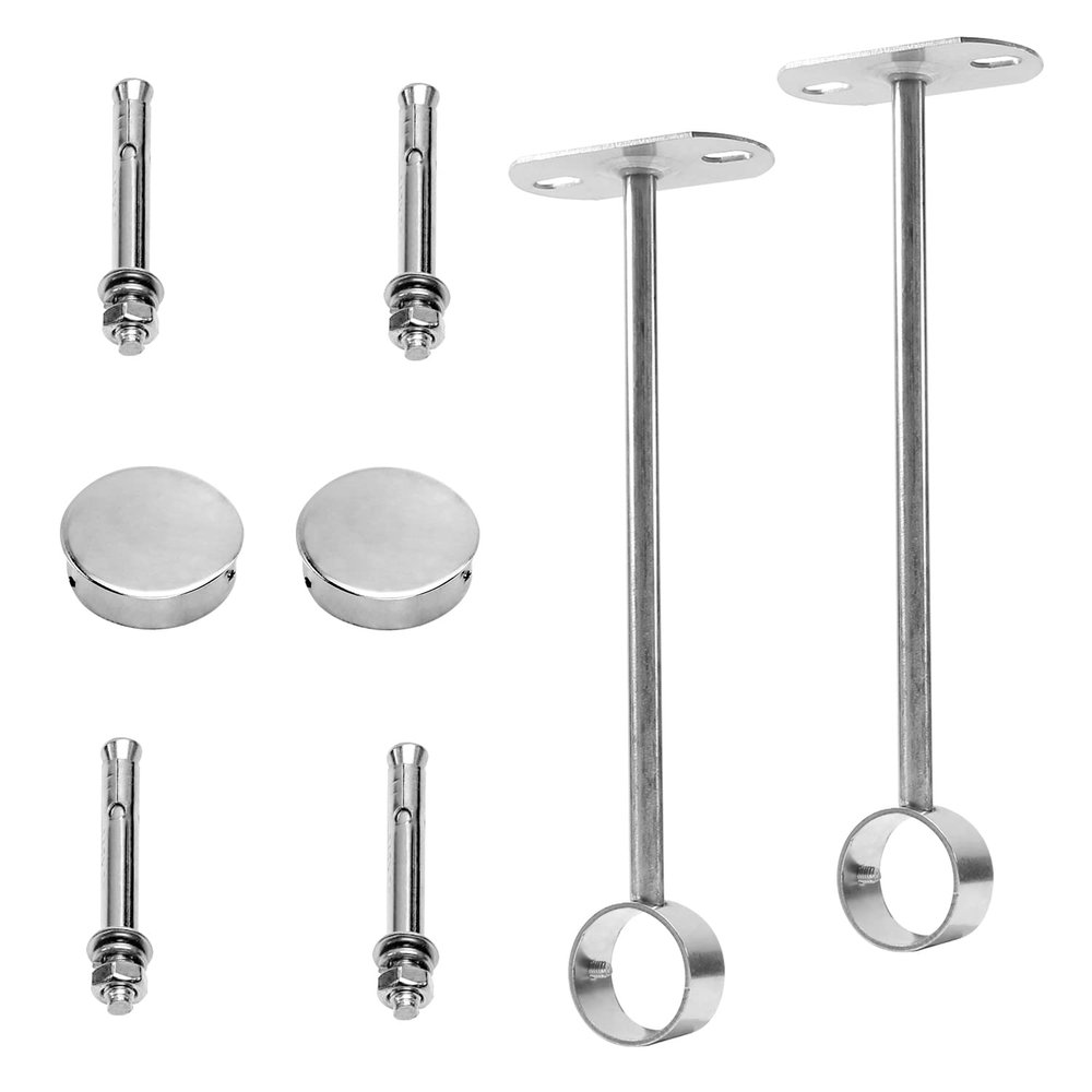 Juvielich 32mm Ceiling Mount Bracket Wardrobe Rod Lever Support Holder Pipe Curtain Rod Flange Socket 2PCS
