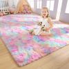 AROGAN 6x9 Feet Soft Rainbow Area Rugs for Girls Room, Fluffy Girls Bedroom Rugs, Princess Rug, Cute Colorful Carpet for Kids Teens Nursery Toddler, Pink view 1