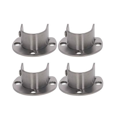 Juvielich Stainless Steel Rod Socket Pole Sockets U-Shaped Open Type Socket Bracket for Shower Rod Holder Closet Bar Bracket Closet Pole Socket 25mm 4PCS