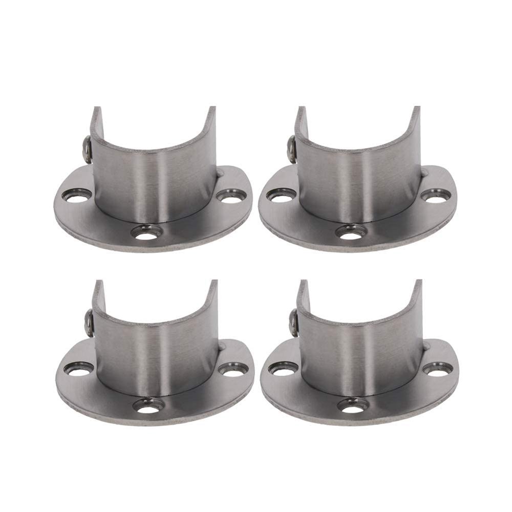 Juvielich Stainless Steel Rod Socket Pole Sockets U-Shaped Open Type Socket Bracket for Shower Rod Holder Closet Bar Bracket Closet Pole Socket 25mm 4PCS