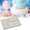 Cake Fondant Mold, Cake Decor Mold Non-Stick Safe Silicon Christmas Elk Elements Cake Molds for Baking Grey 4.61" x 2.87" x 0.39" view 2