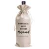 LANBAIHE Wedding Wine Bag, Linen Wine Gift Bag, Wedding Couples, Bride and Groom Gifts, Linen Drawstring Bags, Pairs Well with Getting Married view 1