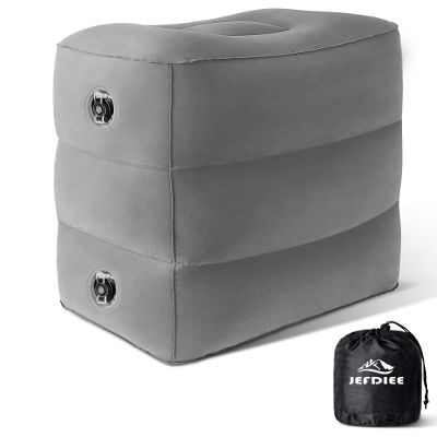 JefDiee Inflatable Foot Rest Pillow, Kids Airplane Bed, Adjustable 3 Layers Height Leg Rest Pillow, Airplane Travel Essentials Great for Office, Home, Trains, Cars