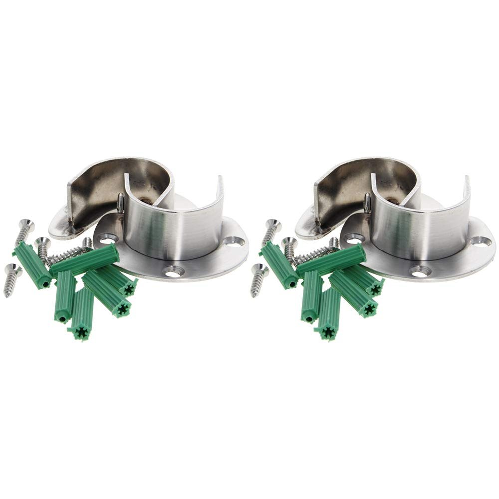 Juvielich Stainless Steel Rod Socket Closet Pole Sockets U-Shaped Open Type Socket Bracket for Shower Rod Holder Closet Bar Bracket Closet Pole Socket 32mm 4PCS