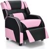 HONEY JOY Kids Recliner, Youth Game Reclining Chair w/Headrest & Back Pillow, Upholstered Leather Lounge Chair for Boys Girls, Manual Adjustable Toddler Single Sofa Chair for Living Room (Pink) view 1