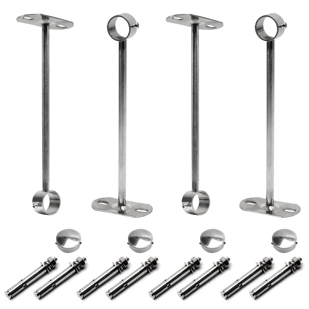Juvielich Closet Rod Flange Holder 25mm Closet Pole Sockets for Ceiling Wardrobe Bracket Shower Curtain Rod Flange Socket 4PCS