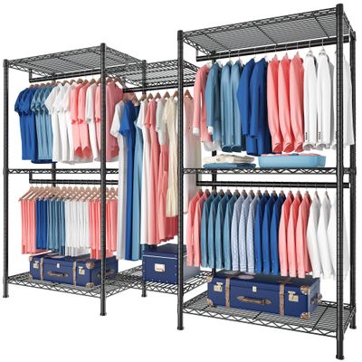 Raybee Clothes Rack,Clothing Racks for Hanging Clothes 900LBS Capacity Heavy Duty Portable Closet with 5 Hanger Rods & 8 Shelves for Walk-in Closet,Apartment