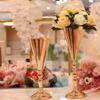 10 Pcs Tabletop Decoration Centerpiece, 14.4in Metal Wedding Flowers Small Gold Vase, Christmas Anniversary Birthday Party Home Decoration Flower Arrangement view 4
