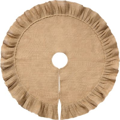 Tatuo 47 Inch Large Christmas Tree Skirt Decorations Fit 4~7 ft Xmas Tree Linen Burlap Trees Skirt for Christmas Xmas New Year Party Holiday Family Winter Home Indoor Outdoor Decor (Linen Color)
