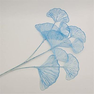 Artificial and Dried Flower 10pcs Plastic Soft Rime Plant Three Stems/Piece Artificial Flowers Fake Fan Leaf Flower Greenery Plant for Forest Style Wedding - ( Color: Sky Blue )
