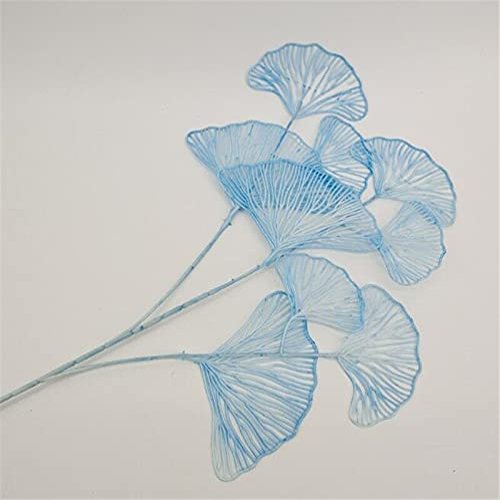 Artificial and Dried Flower 10pcs Plastic Soft Rime Plant Three Stems/Piece Artificial Flowers Fake Fan Leaf Flower Greenery Plant for Forest Style Wedding - ( Color: Sky Blue )