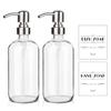 ARKTEK Refillable Soap Dispenser (2 Units) - 17 Oz Clear Glass Bottle with Rust Proof Pump for Hand and Dish Soap, Kitchen Bathroom Countertop view 1