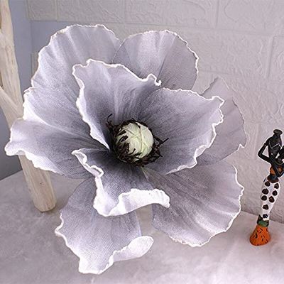 Artificial and Dried Flower 40CM Linen Simulation Poppy Flower Head Wedding Road Lead Wall Background Decor Shopping Mall Window Display Poppies Flowers - ( Color: Grey; Size: 50CM )