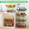 SAYZH Fruit Basket Kitchen Pantry Organizers and Storage - 4 Tier Stackable Metal Wire Basket Stand for Fruit Vegetable Snacks Jars Bins Containers Organization(Black, 4 Tiers) view 2