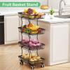 SAYZH Fruit Basket Kitchen Pantry Organizers and Storage - 4 Tier Stackable Metal Wire Basket Stand for Fruit Vegetable Snacks Jars Bins Containers Organization(Black, 4 Tiers) view 4