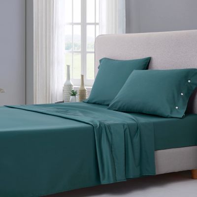 mixinni 4 Piece Queen Size Peacock Blue Bedding Sheet Set (1 Fitted Sheet, 1 Flat Sheet + 2 Pillowcases)