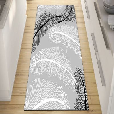 FFcarpet Hallway Runner Rug Non Slip 3'7"x7' Contemporary Polyester Material Runner Rugs with Rubber Backing for Hallway