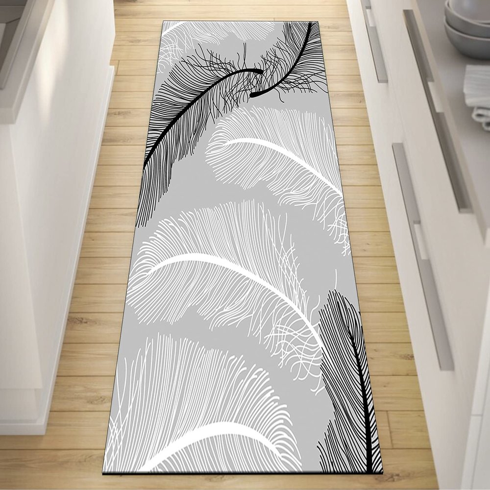 FFcarpet Hallway Runner Rug Non Slip 3'7"x7' Contemporary Polyester Material Runner Rugs with Rubber Backing for Hallway
