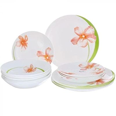 Aprocal Tempered Glass 18-pc Table Set "SWEET IMPRESSION", Elegant Dining Table Set For 6