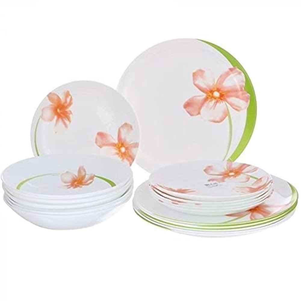 Aprocal Tempered Glass 18-pc Table Set "SWEET IMPRESSION", Elegant Dining Table Set For 6