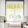 Double Love Valance Curtains for Bedroom/Bathroom Window,Rod Pocket Window Valance Tiers Small Window Curtain Drape Window Panel Treatment,Summer Ombre Yellow Abstract Yellow Geometric Stripe 54x18 view 2