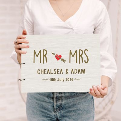 Darling Souvenir Personalized Engraved Laser Cut Wedding Guest Book Wooden Cover Sign-in Book Registry Guestbook Scrapbook-D7