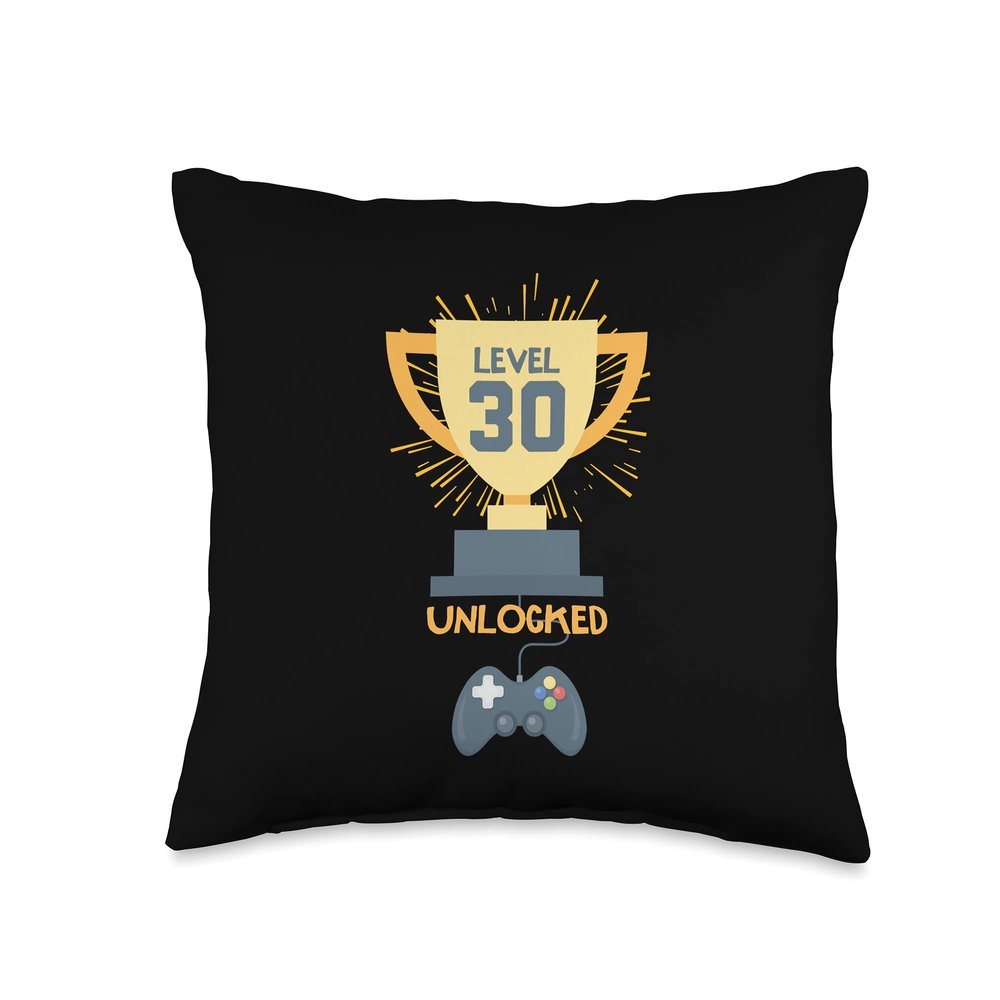 30th Birthday Shirt Gift 30 Year Old Level Up Gamer Tshirt Throw Pillow